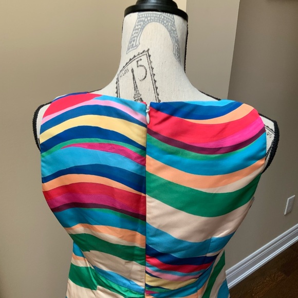 VALENTINO GARAVANI S.P.A. RED Multicolour Wave Knee Length Dress Women SZ Medium - Picture 13 of 16